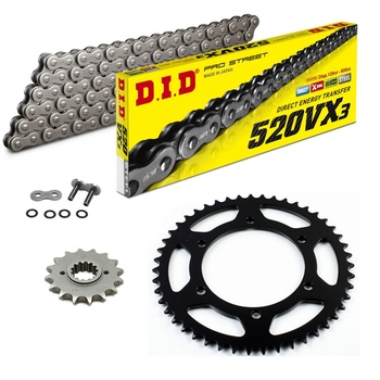 Sprockets & Chain Kit DID 520VX3 Steel Grey HONDA VT 125 Shadow 99-07 