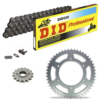 KIT DE TRANSMISION DID 520 ECONÓMICO GRIS ACERO HUSQVARNA TC 510 87-89 