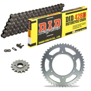 Sprockets & Chain Kit DID 428HD Steel Grey HYOSUNG GT 125 Naked 03-15 