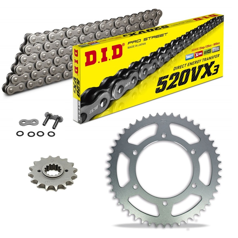 KIT DE TRANSMISION DID 520VX3 GRIS ACERO KAWASAKI W 800 19-26 