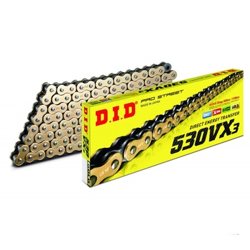 CADENA DID 530 VX3 con X-RING DORADA ORO/NEGRO
