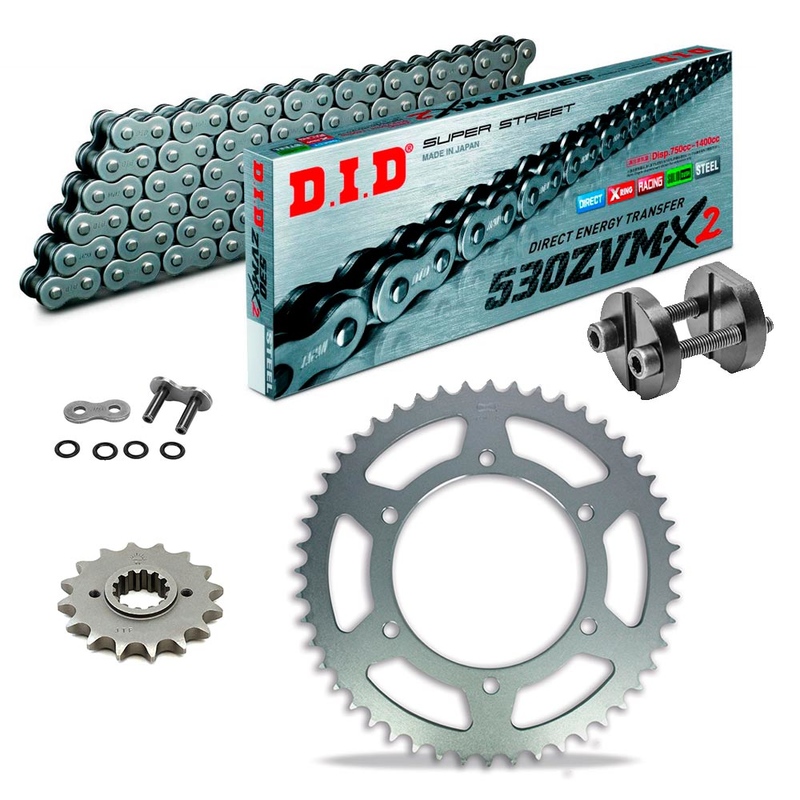 KIT DE TRANSMISION DID 530ZVM-X2  Super Reforzado GRIS ACERO KAWASAKI Z 400 D 74-79 REMACHADORA GRATIS!