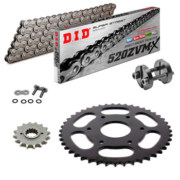 Sprockets & Chain Kit DID 520 ZVM-X Steel Grey KTM Duke 390 13-23 Free Riveter!