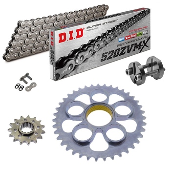 Sprockets & Chain Kit DID 520 ZVM-X Steel Grey DUCATI 748 R 00-02 Free Riveter!