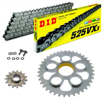 KIT DE TRANSMISION DID 525VX3 GRIS ACERO DUCATI Multistrada 1100 07-09 