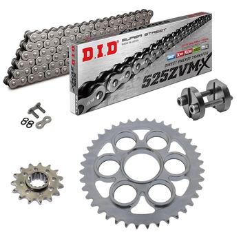Sprockets & Chain Kit DID 525ZVM-X Steel Grey DUCATI Diavel 1200 S 11-18 Free Riveter!