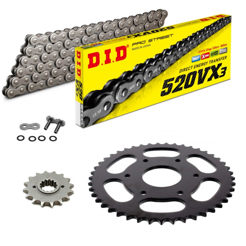 KIT DE TRANSMISION DID 520VX3 GRIS ACERO KTM Duke 125 14-23 