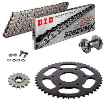 KIT DE TRANSMISION DID 520 ZVM-X Gris Acero Super Reforzado  KTM Duke 125 14-23 Remachadora Gratis!