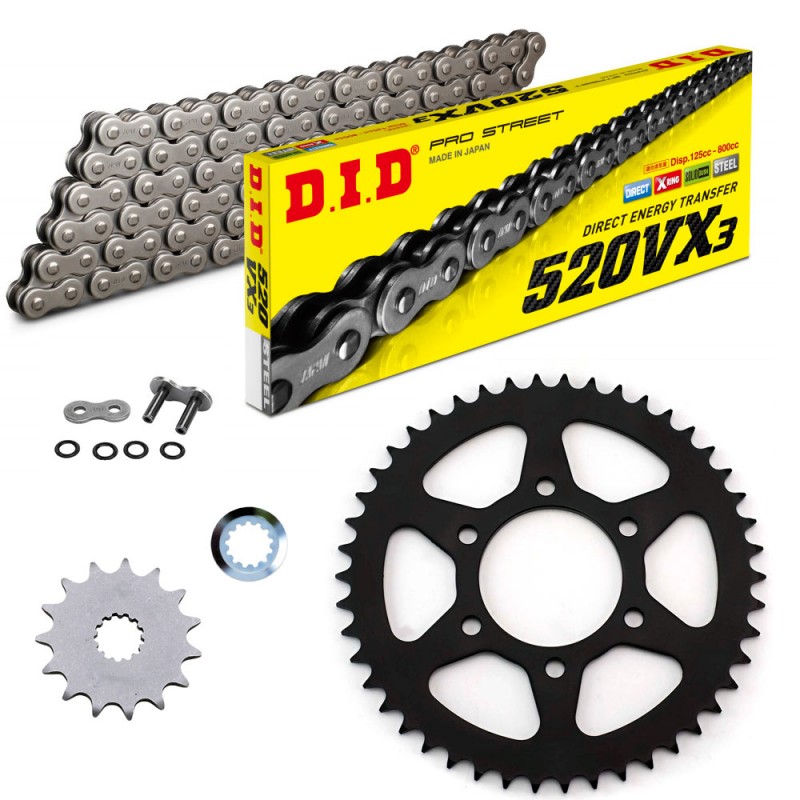 Sprockets & Chain Kit DID 520VX3 Steel Grey KAWASAKI Versys 650 KLE 07-25 