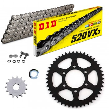 KIT DE TRANSMISION DID 520VX3 GRIS ACERO KAWASAKI ER-6 N 650 06-17 