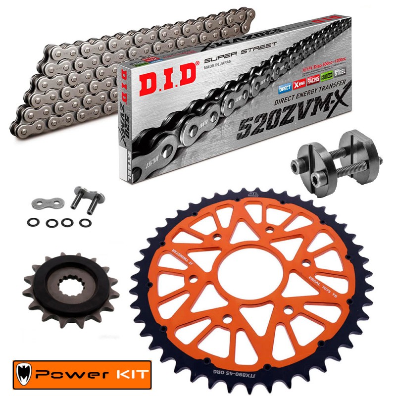 Kit de Cadena DID KTM Adventure 390 2020-2024 Power Kit Gris acero Remachadora Gratis!