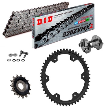 Sprockets & Chain Kit DID 525ZVM-X2 Steel Grey Triumph Speed Triple 1200 RR 22-25 Free Riveter 