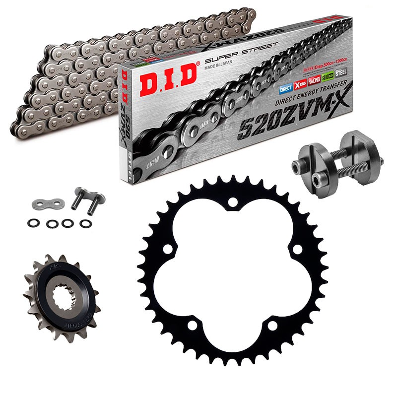 KIT DE TRANSMISION DID 520 ZVM-X Gris Acero Super Reforzado  Italjet Dragster 700 25-26 Remachadora Gratis!