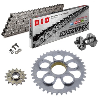 Sprockets & Chain Kit DID 525ZVM-X Steel Grey Ducati Panigale 1100 V4 S 23-24 Free Riveter!